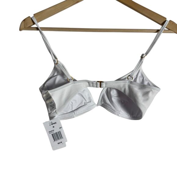 L*Space Helena White V-Wire Triangle Bikini Swimsuit Top Size Medium - Picture 7 of 8